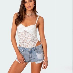 NWT white lace bodysuit
